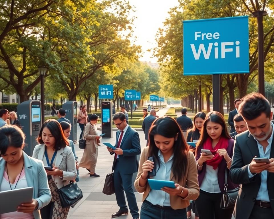 Pontos de acesso Wi-Fi gratuitos em espaços públicos