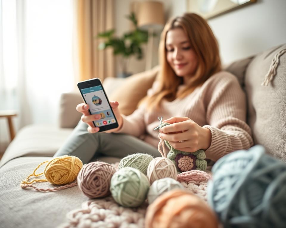 criar peças de crochê no celular