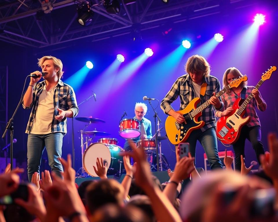 bandas de rock clássicas tocando em estágio