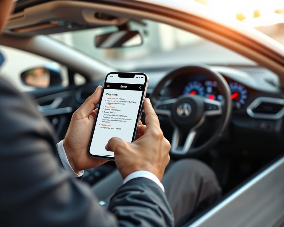 diagnóstico de veículo com aplicativo móvel