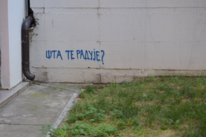 Graffiti is on the wall next to a downspout. — Foto por Marija Zaric na Unsplash
